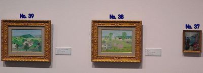 グランマ・モーゼスNo.39《イーグル・ブリッジ小学校》No.38《春うらら》No.37《夕暮れ・森のキャンプ》SOMPO美術館
